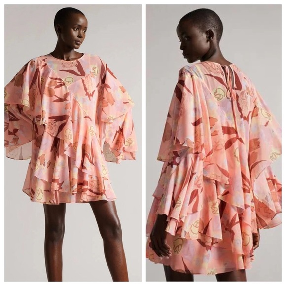 NWT TED BAKER LONDON Pegaia Sleeve Detail Mini Dress on Coral, size US 6 - Picture 15 of 15